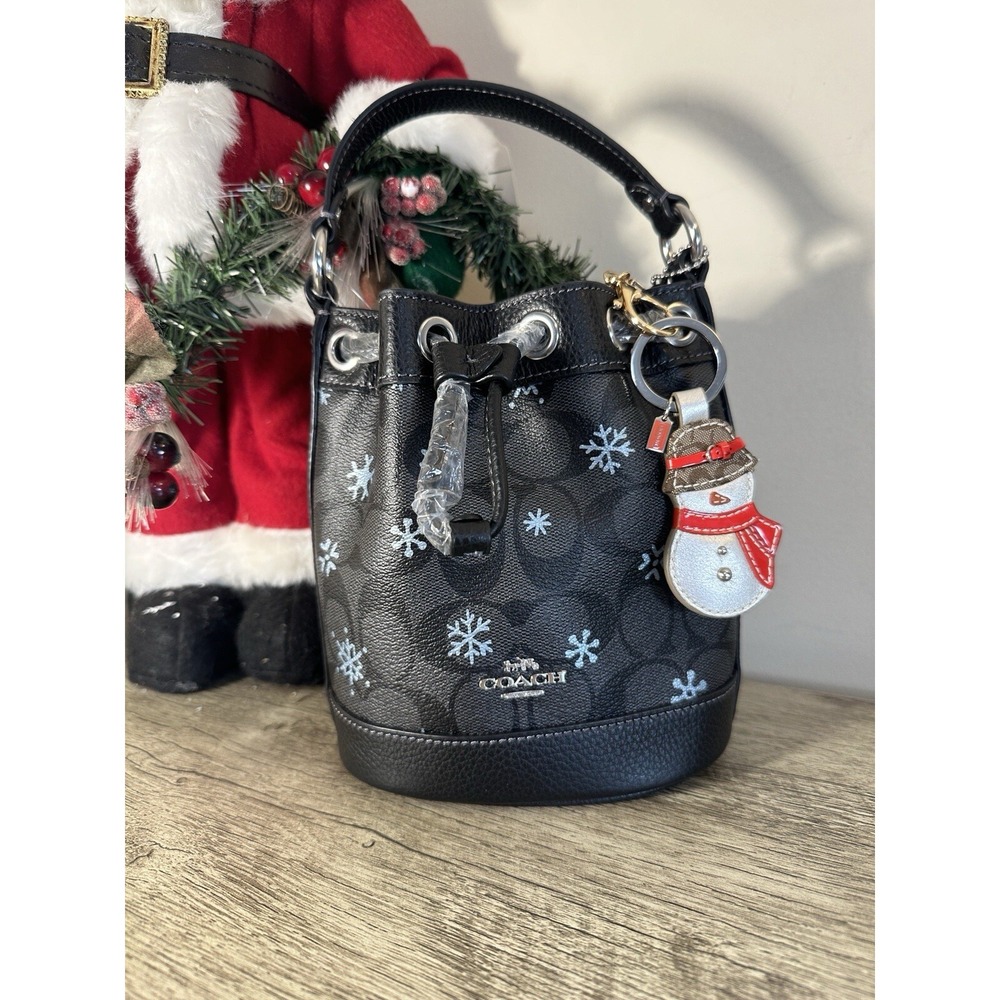 COACH Snowflake Small Bucket Bag  Print Purse Charm Not Included